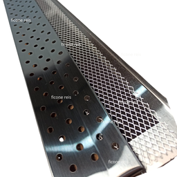 Ralo Linear 7,5cm x 50cm Inox 304 concava com suporte e Tela Anti Insetos Borda de Piscina Varanda F - 1