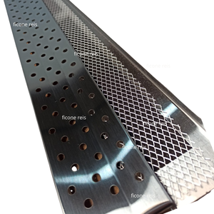 Ralo Linear 7,5cm x 50cm Inox 304 concava com suporte e Tela Anti Insetos Borda de Piscina Varanda F