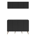 Ver imagem 5 de Conjunto Lavanderia Retrô Multiuso Armário Aéreo e Balcão 4 Portas Multimóveis Mp5053 Preto/