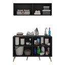 Ver imagem 4 de Conjunto Lavanderia Retrô Multiuso Armário Aéreo e Balcão 4 Portas Multimóveis Mp5053 Preto/