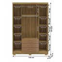 Ver imagem 3 de Guarda Roupa Solteiro 120 Cm 4 Portas 10088 Nature Camarim Vlr