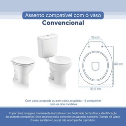 Tampa Vaso Sanitário Poliester Acrilico Oval Convencional Universal Branco para Bacia Todas As - 3