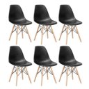 Ver imagem 1 de Kit 6 Cadeiras Charles Eames Eiffel Dsw - Base de Madeira Clara - Preto Multicolorido