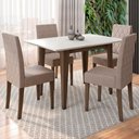 Ver imagem 2 de Conjunto Sala de Jantar Mesa com Tampo Chanfrado Kate 4 Cadeiras Estofadas Jade Poliman