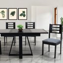 Ver imagem 2 de Kit 2 Cadeiras Madeira Assento Estofado e Encosto Ripado Afrodite Preto