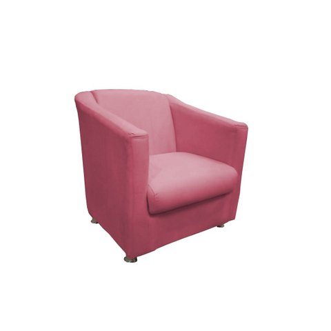 Poltrona Decorativa Biane Suede Rosa Pés Cromado Ms Decor