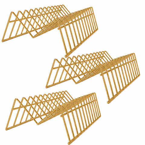 3 Organizador de Armário Suporte Prato Vertical Dourado Arm