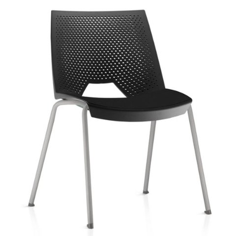 Cadeira Empilhável Fixa Liked F02 Base Aço Cinza Preto - Lyam Decor