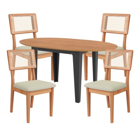 Conjunto de Jantar Mesa 4 Cadeiras Mdf