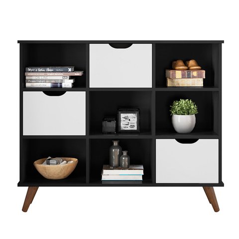 Nicho Organizador c/ 3 Gavetas Vintage Haia Q01 Preto/Branco - ADJ Decor