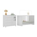 Ver imagem 2 de Berço 3 em 1 para Colchão 130x60cm com Cômoda 1 Porta 4 Gavetas Sol Multimóveis Mp4740 Branco