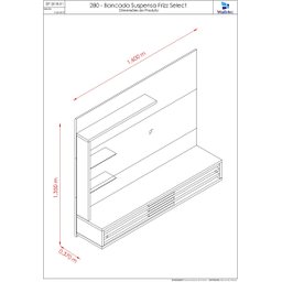 Bancada Suspensa Frizz Select para TV de até 50 polegadas - JADE / OLIVA - Madetec - 2