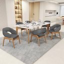 Ver imagem 2 de Kit 03 Cadeiras de Jantar e Estar Living Estofada Lince L02 Linho Cinza Escuro - Lyam Decor