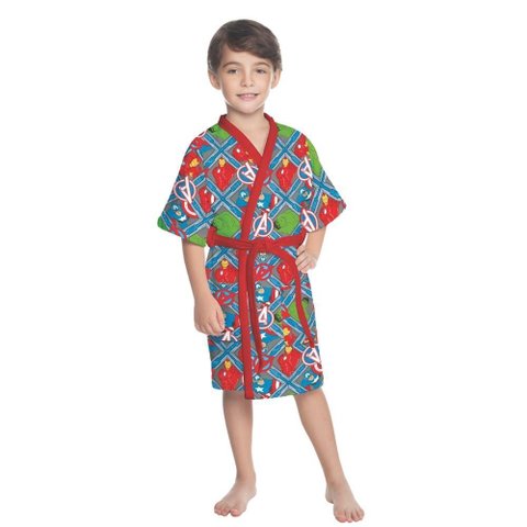 Roupão Atoalhado Infantil Lepper Antialérgico Vingadores Kimono com Manga:p