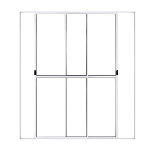 Porta Sacada de Aluminio Branco 2 Folhas Móveis com Trinco 2,10x1,50
