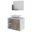 Ver imagem 2 de Armário de Banheiro com Cuba e Espelho 1 Porta 2 Prateleiras Branco Chess/Carvalho Dark 13689 - Comp