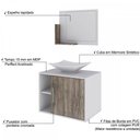 Ver imagem 4 de Armário de Banheiro com Cuba e Espelho 1 Porta 2 Prateleiras Branco Chess/Carvalho Dark 13689 - Comp