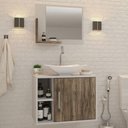 Ver imagem 1 de Armário de Banheiro com Cuba e Espelho 1 Porta 2 Prateleiras Branco Chess/Carvalho Dark 13689 - Comp