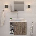 Ver imagem 5 de Armário de Banheiro com Cuba e Espelho 1 Porta 2 Prateleiras Branco Chess/Carvalho Dark 13689 - Comp