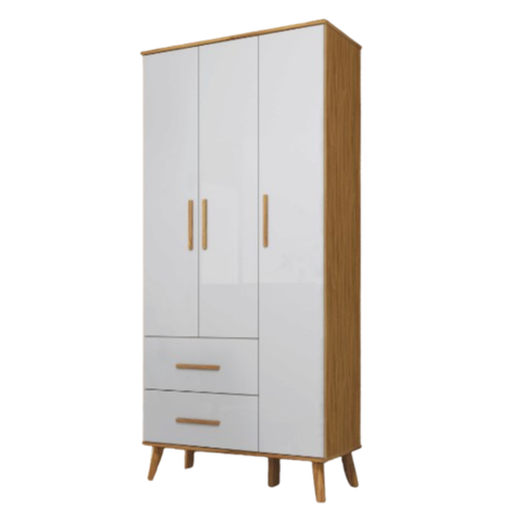 Guarda Roupa Infantil Peroba Sky 3 Portas Cor Branco/amêndoa