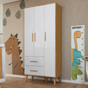 Ver imagem 2 de Guarda Roupa Infantil Peroba Sky 3 Portas Cor Branco/amêndoa
