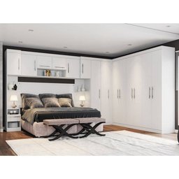 Quarto Modulado Casal Poliman Star 8 Peças Branco - 1 Quarto Modulado Casal Poliman Star 8 Peças Branco - 1