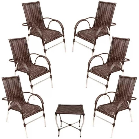 Jogo 6 Cadeiras e Mesa para Varanda Vênus