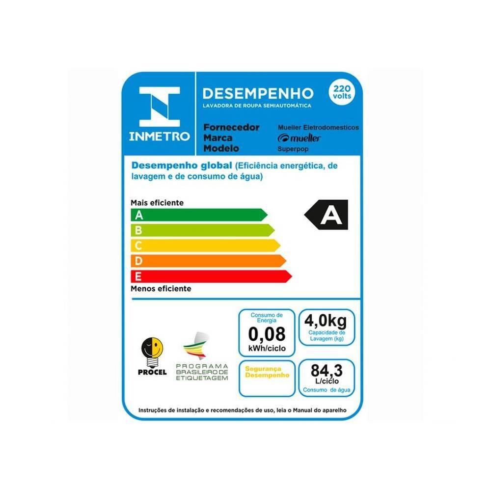 Tanquinho 4kg Superpop Mueller 220v Branco - 6