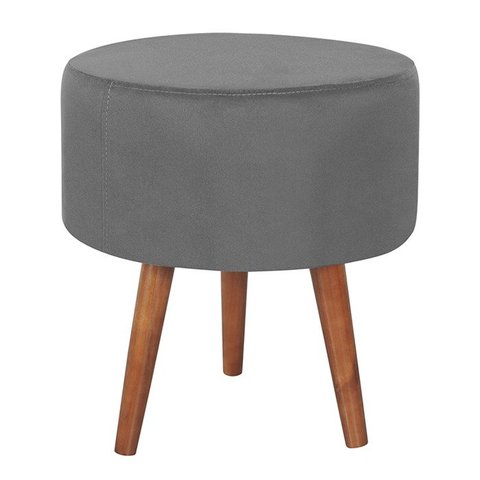 Puff Puf Redondo Pes Palito 44x40cm Suede Cinza Escuro MPassos