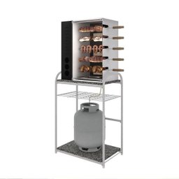 Balcão Buenos Aires para Churrasqueira com Tampo de Granito ocre estrutura aço carbono - Fabone - 1