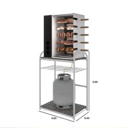 Balcão Buenos Aires para Churrasqueira com Tampo de Granito ocre estrutura aço carbono - Fabone - 5