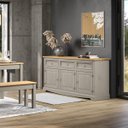 Ver imagem 5 de Balcão Buffet de Madeira Maciça com 3 Portas e 3 Gavetas Cinza Lavado