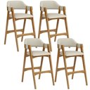 Ver imagem 1 de Kit 04 Banquetas Altas para Cozinha Sala de Jantar Bar Suran L02 Linho Champagne - Lyam Decor