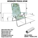 Ver imagem 2 de Cadeira de Praia Alum Up Line Cinza Zaka 120kg 5 Posições