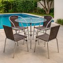 Ver imagem 2 de Conjunto Pool Mesa e 4 Cadeiras Alumínio Fibra Sintética Anti-UV Marrom Acesse Móveis