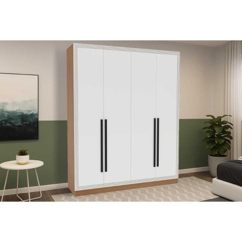 Guarda Roupa 4 Portas e 4 Gavetas Valência Freijo/branco - Politorno