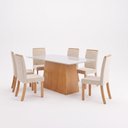 Ver imagem 2 de Conjunto Sala de Jantar Mesa Dora 160cm Tampo MDF e Vidro Canto Reto 6 Cadeiras Tainá