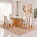 Ver imagem 1 de Conjunto Sala de Jantar Mesa Dora 160cm Tampo MDF e Vidro Canto Reto 6 Cadeiras Tainá