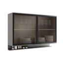Ver imagem 1 de Armário Aéreo Miami 120cm 2 Portas MDP com Porta de Vidro Cinza Titânio Móveis Carraro