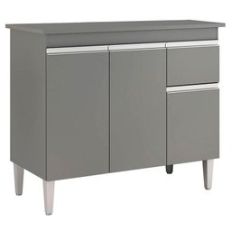 Balcão de Cozinha Tatiane com Tampo 100cm Cinza Fosco - Ajl - 1 Balcão de Cozinha Tatiane com Tampo 100cm Cinza Fosco - Ajl - 1