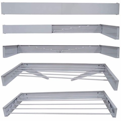 Varal Magico 5 Varetas Aluminio Branco Dobravel 90cm
