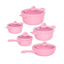 Ver imagem 1 de Jogo de Panela Rosa Revestido em Cerâmica Granito Antiaderente - 5 Peças