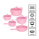 Ver imagem 2 de Jogo de Panela Rosa Revestido em Cerâmica Granito Antiaderente - 5 Peças