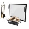 Kit Lareira Tela 60x40 Grelha e Acessorio Argola Pequeno Ferro - 1