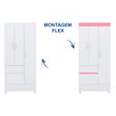 Ver imagem 1 de Guarda Roupa Solteiro 3 Portas e 2 Gavetas Wind Branco/Rosa - Demóbile
