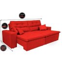 Ver imagem 2 de Sofá Cairo 3,12M Retrátil e Reclinável com Molas No Assento e 4 Almofadas Tecido Suede