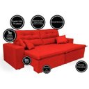 Ver imagem 3 de Sofá Cairo 3,12M Retrátil e Reclinável com Molas No Assento e 4 Almofadas Tecido Suede