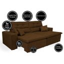 Ver imagem 3 de Sofá Cairo 3,12M Retrátil e Reclinável com Molas No Assento e 4 Almofadas Tecido Suede