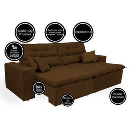 Sofá Cairo 2.92M Retrátil e Reclinável com Molas No Assento e 4 Almofadas Tecido Suede - 2 Sofá Cairo 2.92M Retrátil e Reclinável com Molas No Assento e 4 Almofadas Tecido Suede - 2