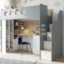 Ver imagem 1 de Cama Alta Office com Armários Baixos Star Maker Casatema MadeiraOriginals Azul/Itapoã